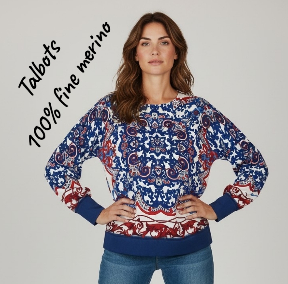 Talbots Women's Size XL Multicolor 100% Merino Wool Sweater